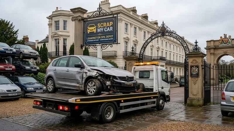 Damaged Cars in truck of royal lemington spa